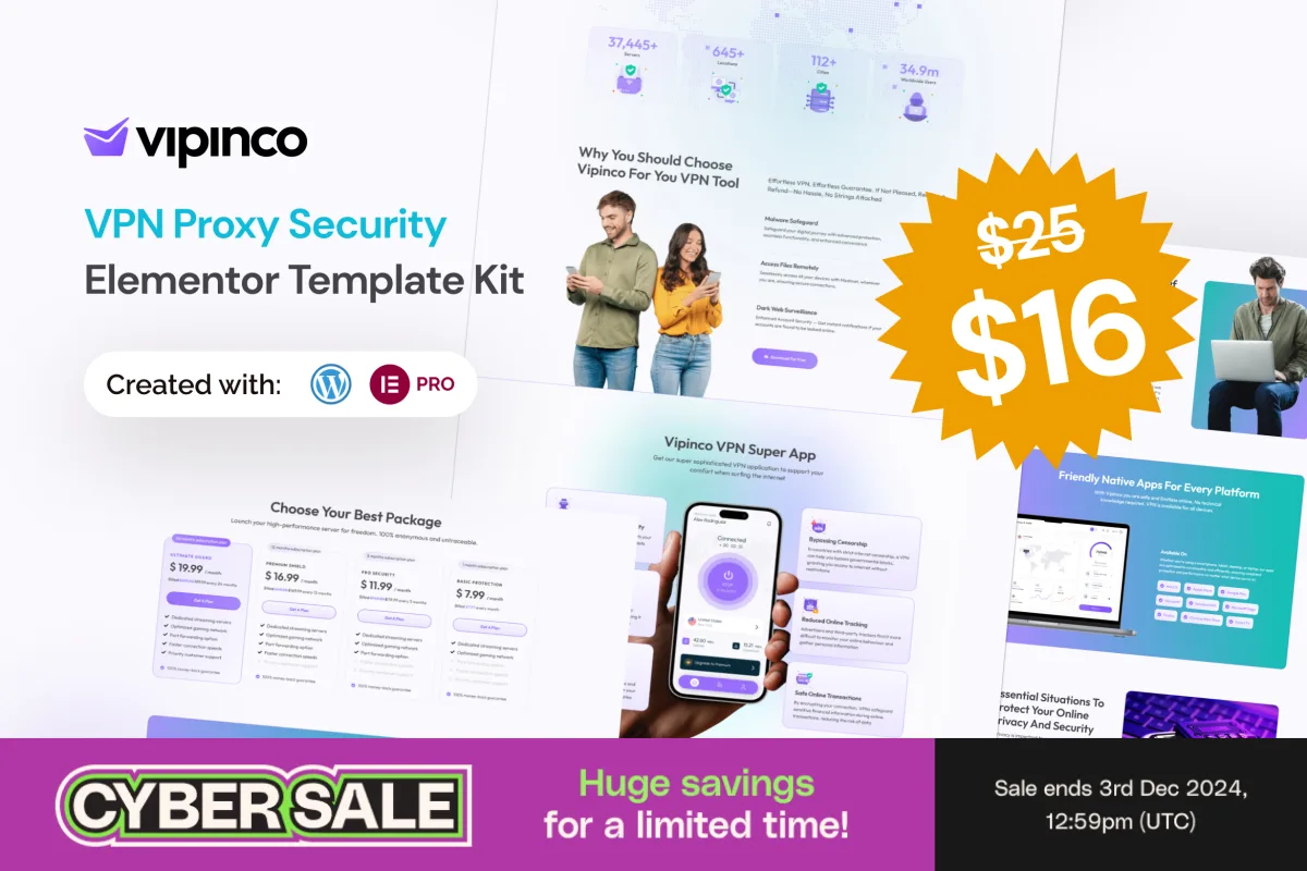 Vipinco – VPN Proxy Security Elementor Pro Template Kit