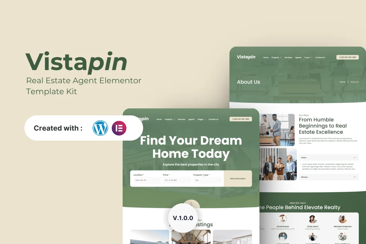 Vistapin – Real Estate Agents Elementor Template Kit