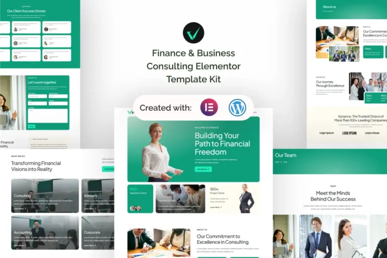 vynance finance business consulting elementor template kit 1