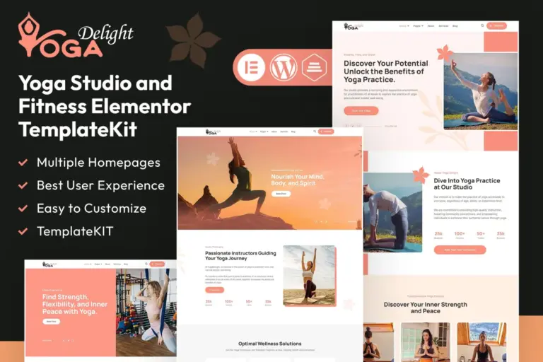 yoga delight yoga fitness studio elementor template kit 1
