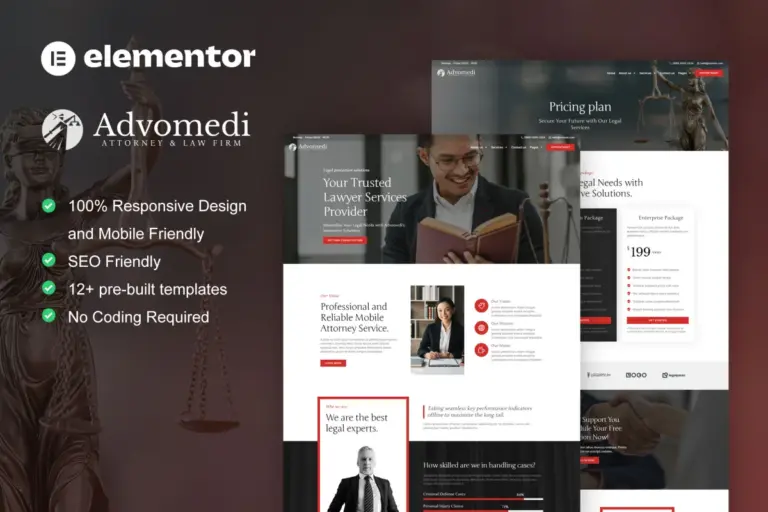 advomedi attorney law firm elementor template kit