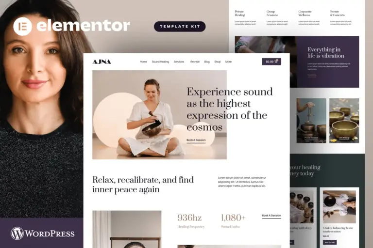 ajna sound healing music therapy elementor pro template kit