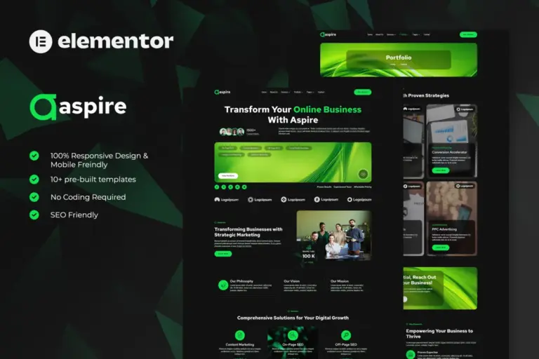 aspire seo digital marketing elementor template kit