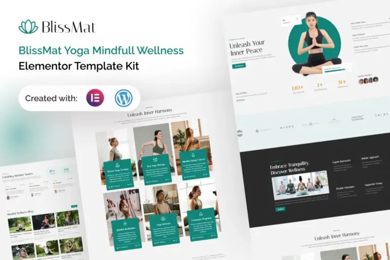 blissmat yoga mindfull wellness elementor template kit