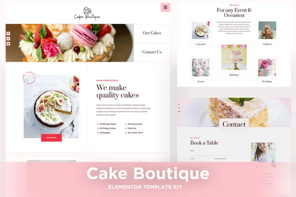 cake boutique cake elementor template kit 1