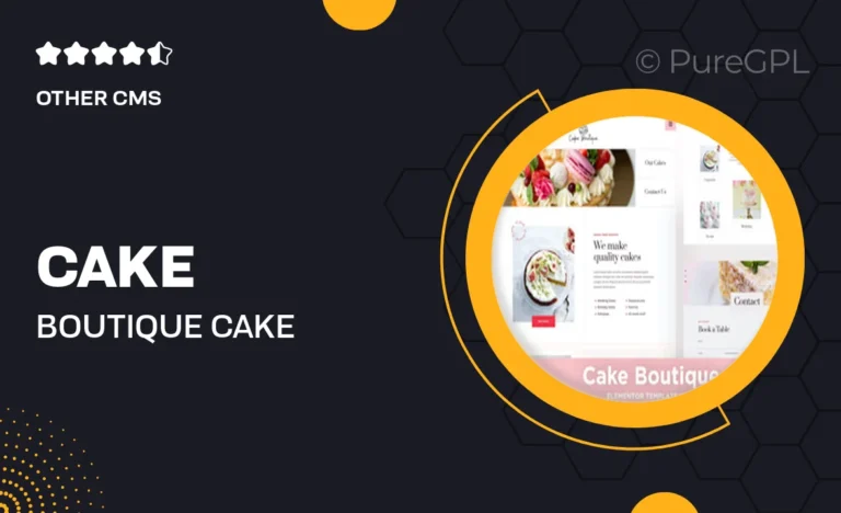 cake boutique cake elementor template kit