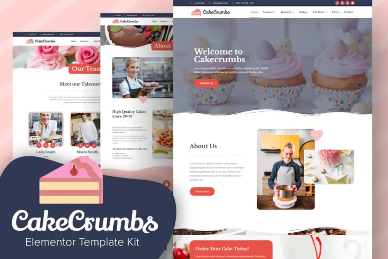 cakecrumbs bakery elementor template kit 1