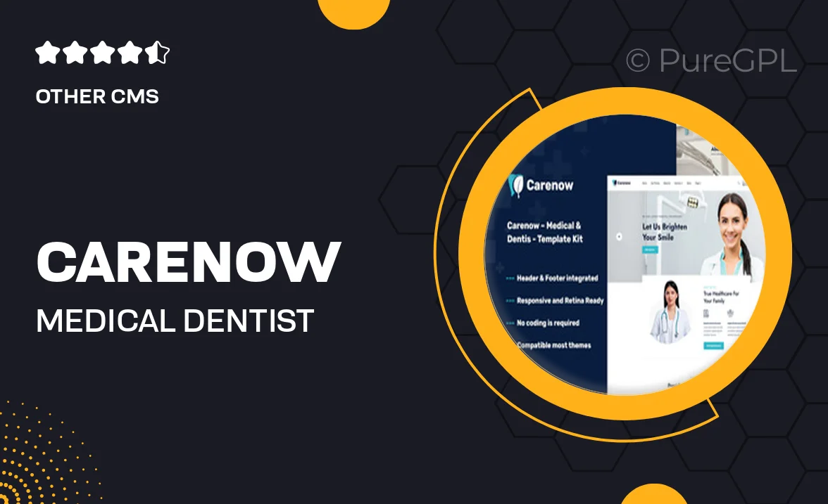 Carenow – Medical & Dentist Elementor Template Kit