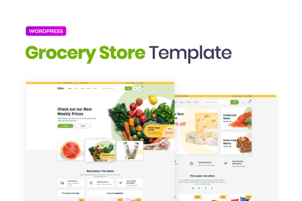 disho grocery store elementor pro template kit 1