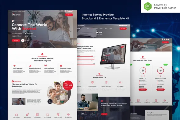 evernet broadband internet service provider elementor template kit 1