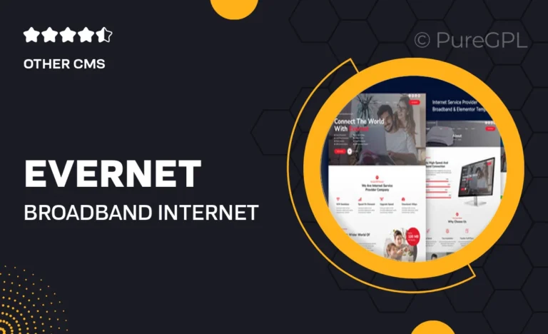 evernet broadband internet service provider elementor template kit
