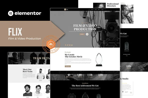flix film video production elementor template kit 1