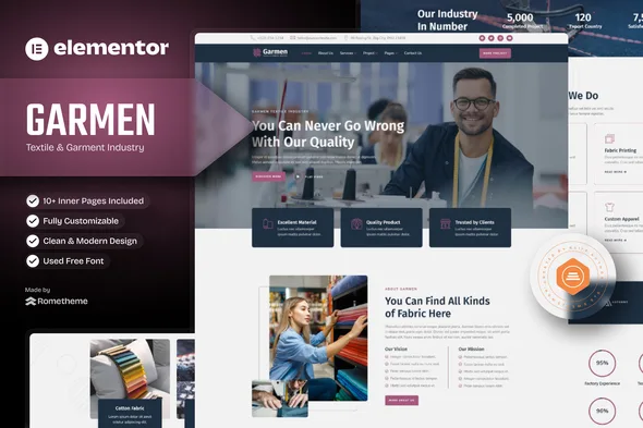 garmen textile garment industry elementor template kit 1