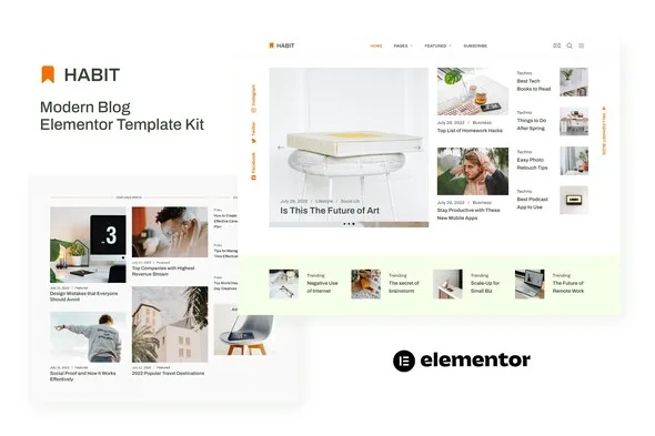 habit modern blog elementor template kit 1