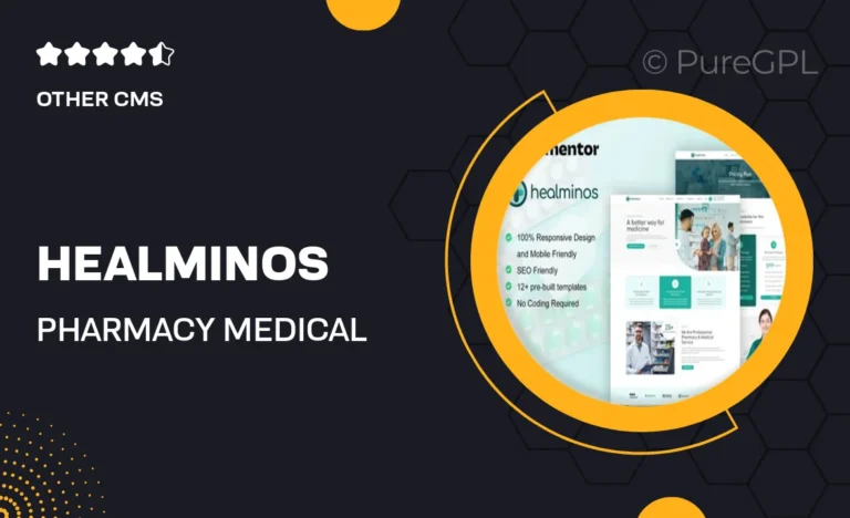 healminos pharmacy medical service elementor template kit