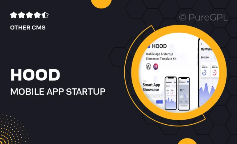 hood mobile app startup elementor template kit