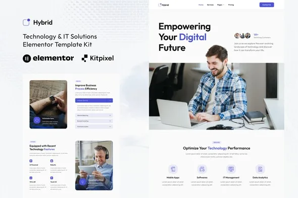 hybrid technology it solutions elementor template kit 1