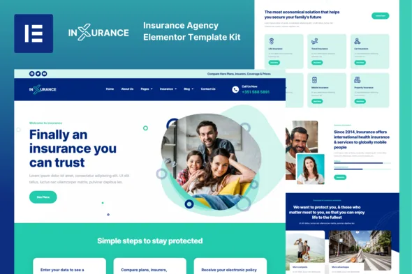 inxurance insurance agency elementor template kit 9