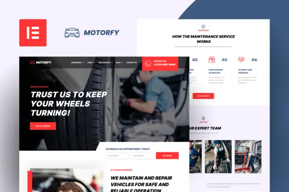 motorfy car service maintenance elementor template kit 1