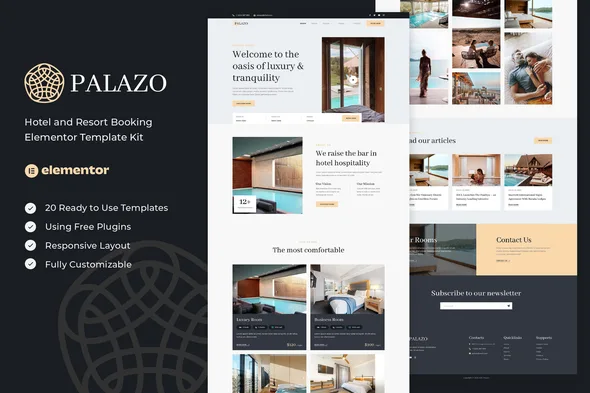 palazo hotel and resort booking elementor template kit 1