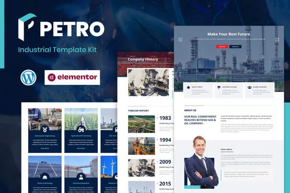 petro industrial elementor template kit 1