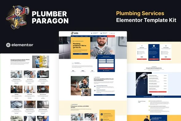 plumber paragon plumbing services elementor pro template kit 1