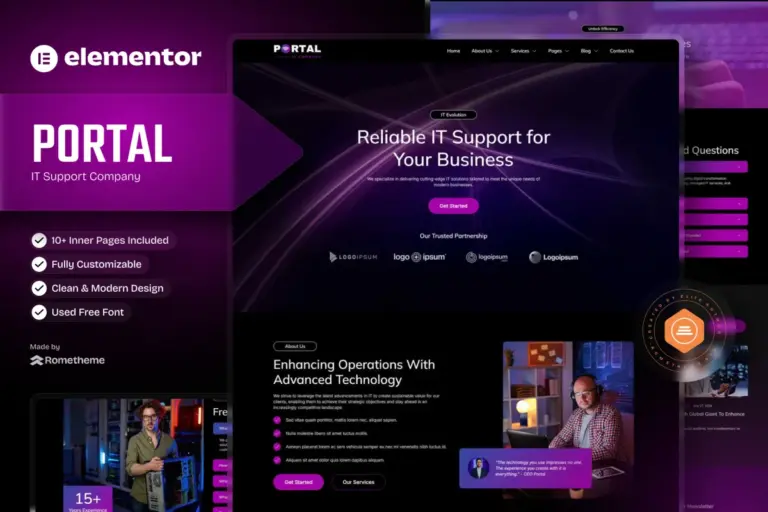 portal it company elementor template kit