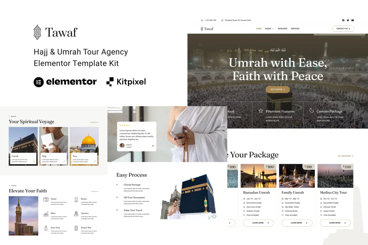 Tawaf – Hajj & Umrah Tourism Agency Elementor Template Kit