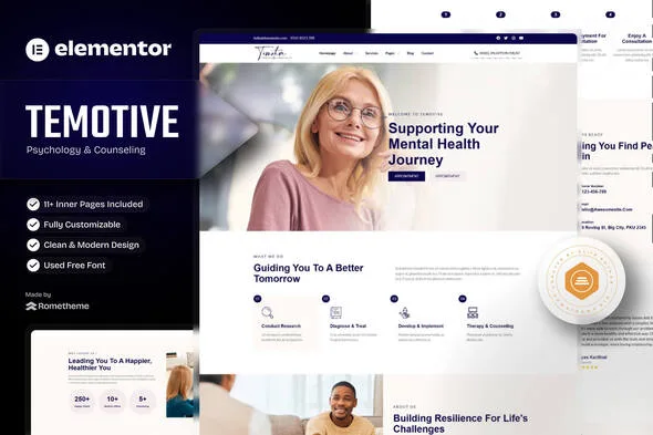 temotive psychology counseling elementor template kit 1