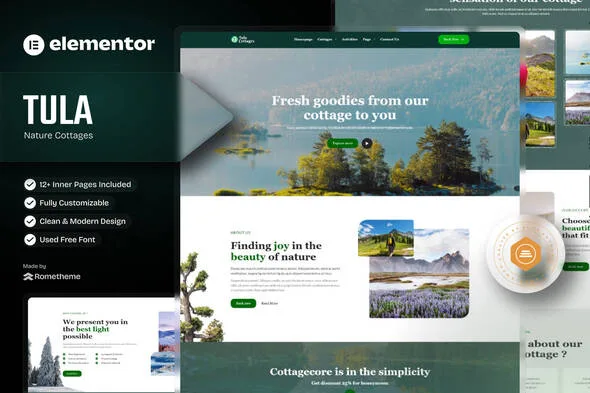 tula nature cottages elementor template kit 1