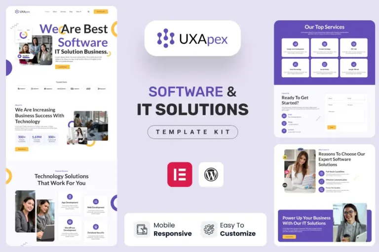 uxapex it solutions services company elementor template kit 1