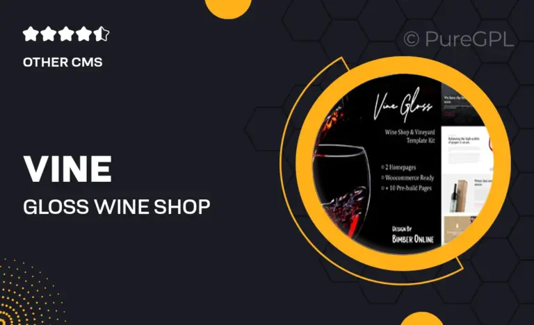 vine gloss wine shop vineyard elementor template kit