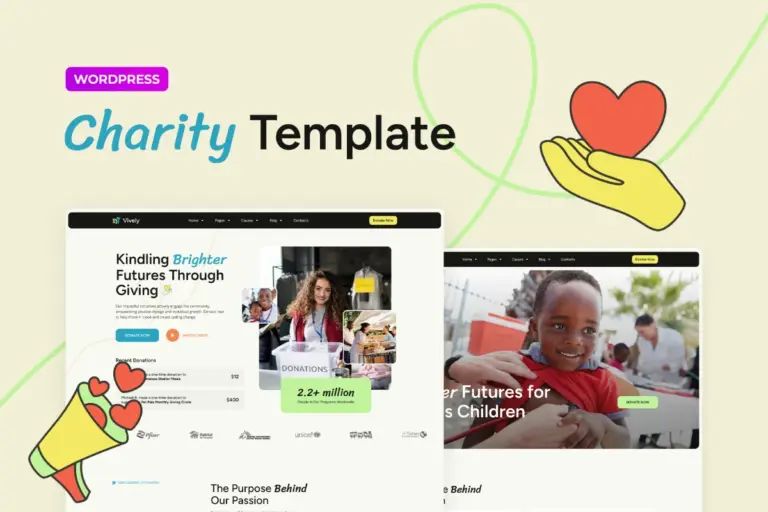 vively charity donation elementor pro template kit 1