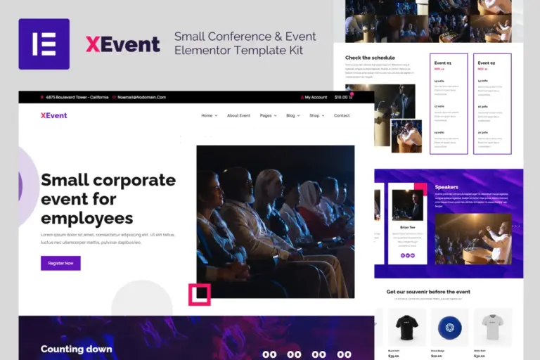 xevent small conference event elementor template kit 1