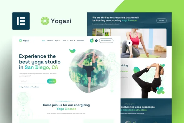 yogazi yoga studio elementor template kit 1