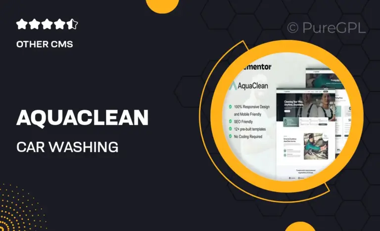 aquaclean car washing cleaning services elementor template kit