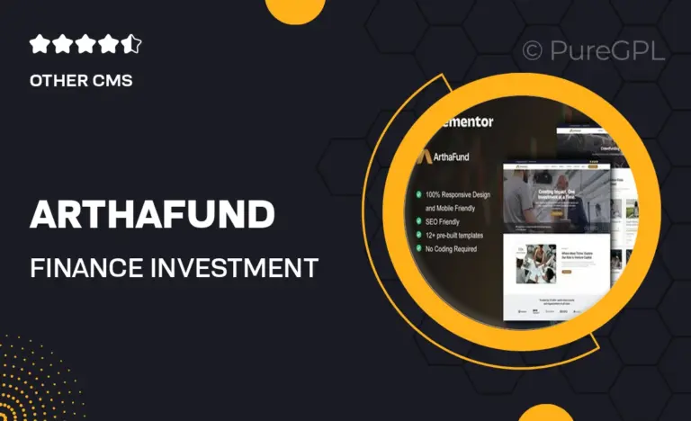 arthafund finance investment elementor template kit