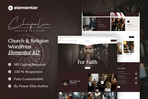 chapelia church religion elementor pro template kit 1