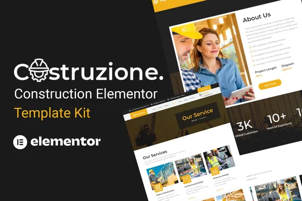 costruzione construction elementor template kit 1