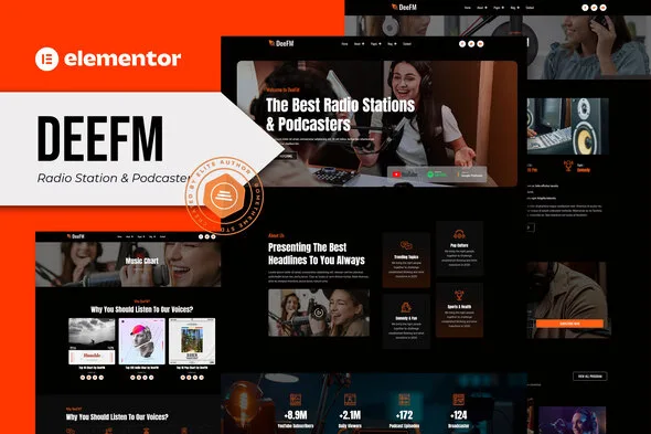 deefm radio station podcaster elementor pro template kit 1