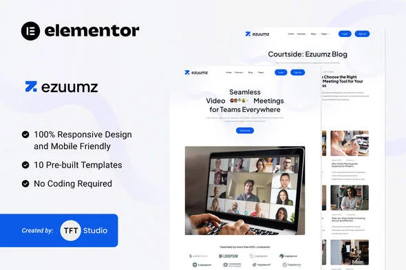 ezuumz video conferencing webinar app elementor template kit 1