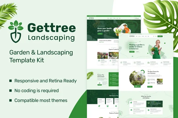 gettree garden landscaping elementor template kit 1