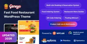 Gloreya – Food Ordering & Delivery Restaurant WordPress Theme