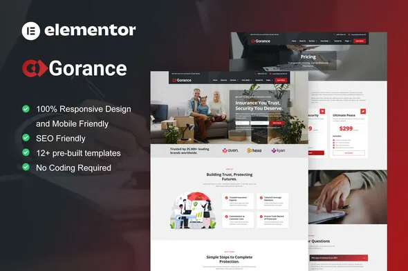 gorance insurance agency elementor pro template kit 1