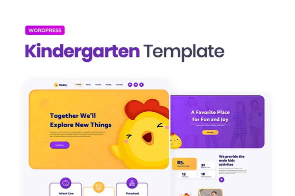 kooki kindergarten elementor template kit 1