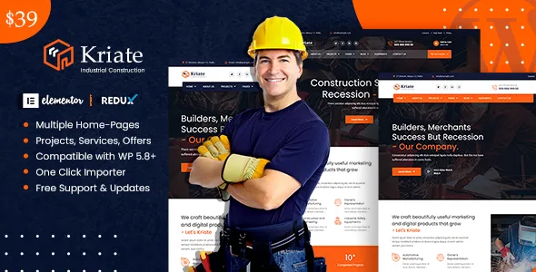 kriate industrial construction multipurpose wordpress theme 1