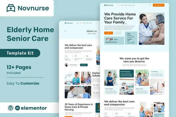Novnurse – Elderly & Senior Care Services Elementor Template Kit