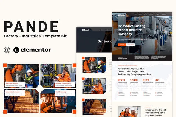 pande factory industrial elementor template kit 1
