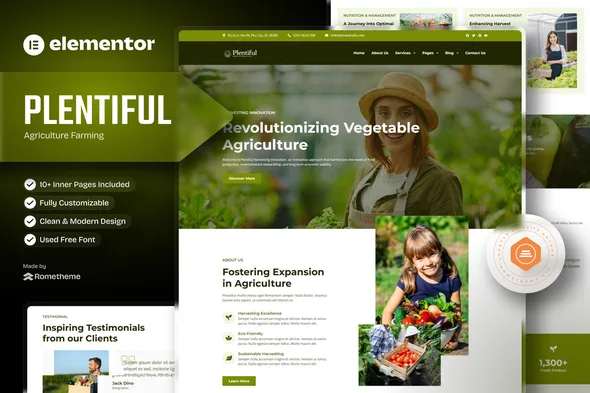 plentiful agriculture farming elementor template kit 1