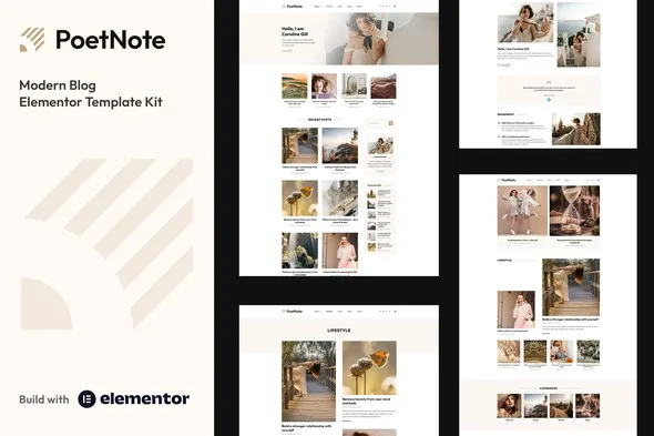poetnote modern blog elementor pro template kit 1